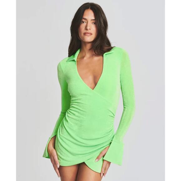 chinese dress ladies Long Sleeve mini Dress Women Summer Y2k Sexy Square Neck fit and Flare  Bodice Short Sun Dress Side Slit Split Elegant Rave Trendy Party Night  Going Out Club Outfits Teen Girls (L main image 0